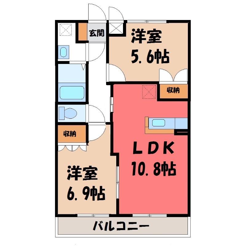 ラ フィエスタ(2LDK/1階)の間取り写真