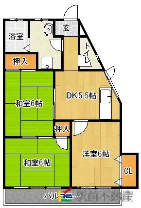 メゾンYS(3DK/1階)の間取り写真