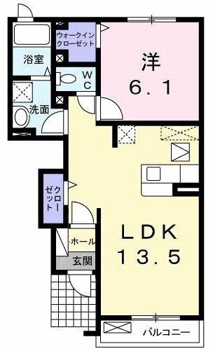 グランコルC(1LDK/1階)の間取り写真