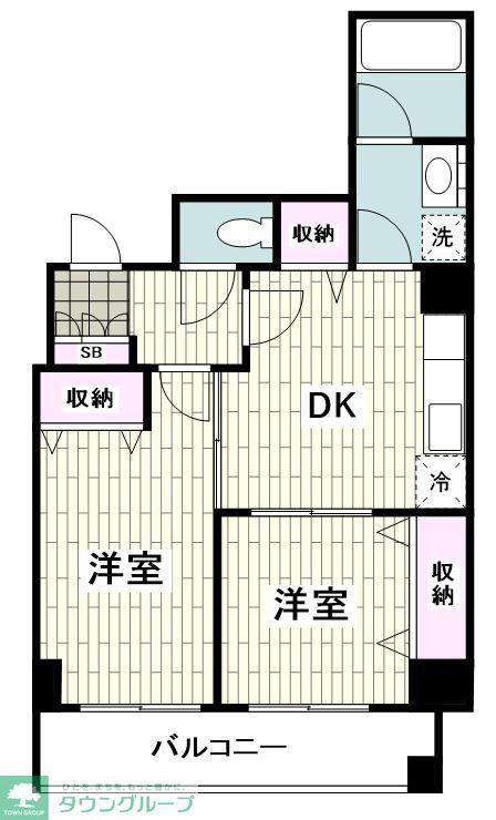 プレジール洋光台(2DK/2階)の間取り写真