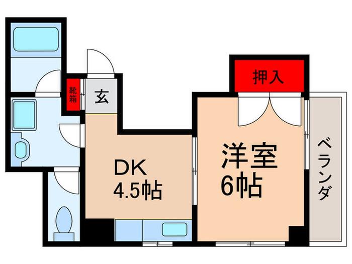ベルウッド池袋(1DK/3階)の間取り写真