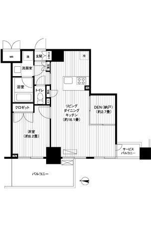 グランハイツ錦糸町(1SLDK/8階)の間取り写真