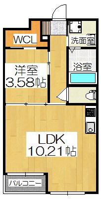 プラネシア東山三条(1LDK/4階)の間取り写真
