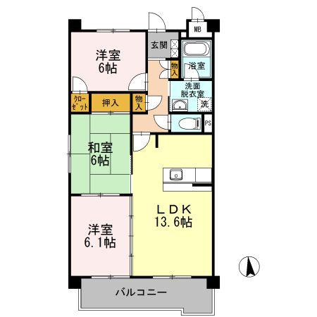 ヴォーリバージュIII(3LDK/1階)の間取り写真