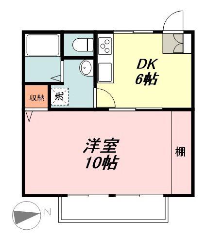 ベルメゾン桔梗(1DK/1階)の間取り写真