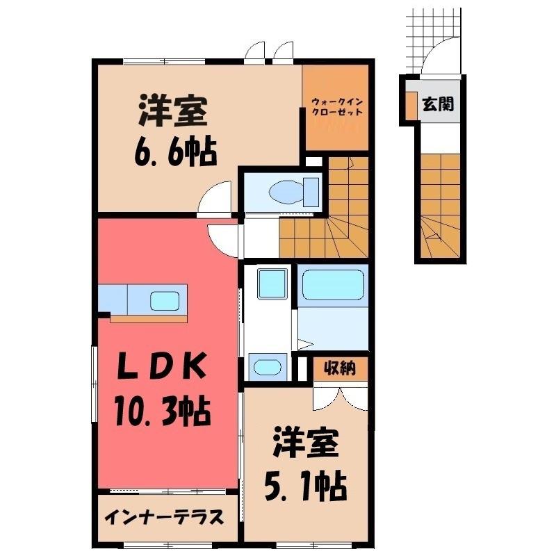 シルフィード(2LDK/2階)の間取り写真
