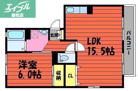 カトルセゾン(1LDK/3階)の間取り写真