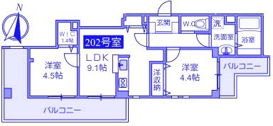 ふりゑ横浜(2LDK/2階)の間取り写真