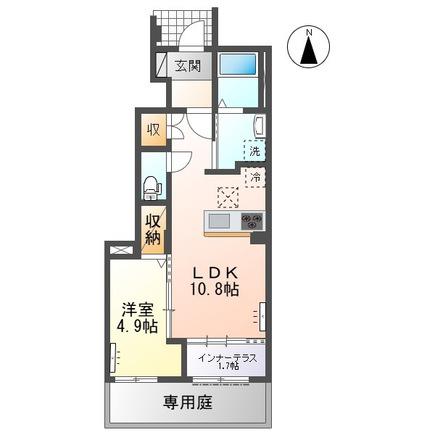 名鉄名古屋本線 新木曽川駅 徒歩26分 2階建 新築(1LDK/1階)の間取り写真