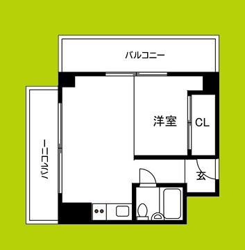 南堀江スカイハイツ(ワンルーム/13階)の間取り写真