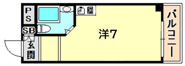 ピュアハウス甲子園(ワンルーム/2階)の間取り写真