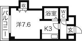 エンドレス三井南3西7(1K/4階)の間取り写真