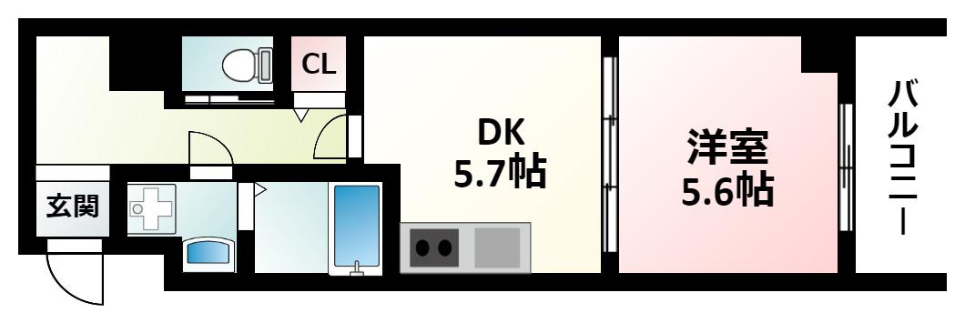 SCENE TRE(1DK/4階)の間取り写真