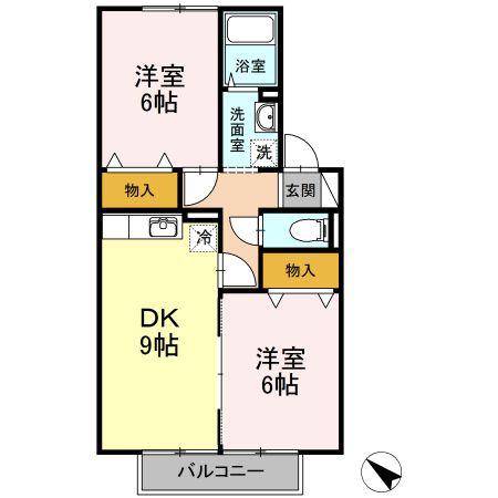 パークサイドセジュール(2DK/1階)の間取り写真