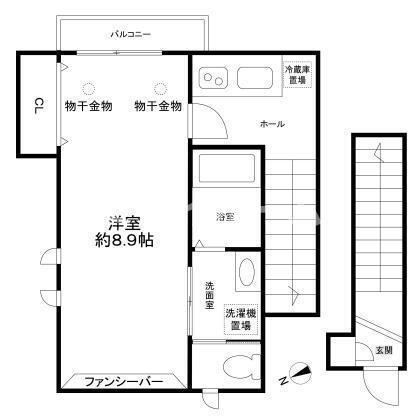 エスポア戸越(1K/2階)の間取り写真