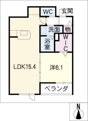 ヘーベル浄心(1LDK/3階)の間取り写真