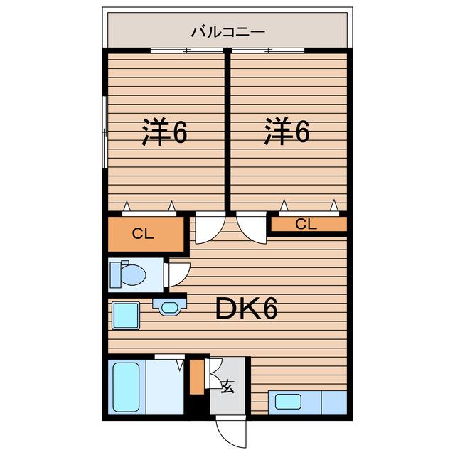 伏見荘(2DK/1階)の間取り写真
