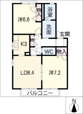 メゾン ファミーユ(2LDK/1階)の間取り写真