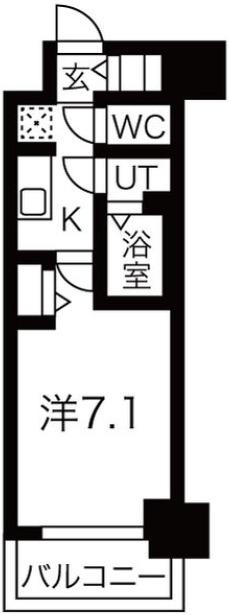 ファステート難波グランプリ(1K/3階)の間取り写真