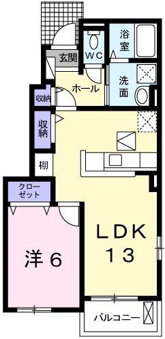 プランドールII棟(1LDK/1階)の間取り写真