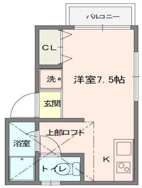 ボヌール浦安(ワンルーム/2階)の間取り写真