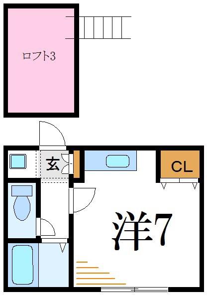 CASA・CREST(ワンルーム/2階)の間取り写真
