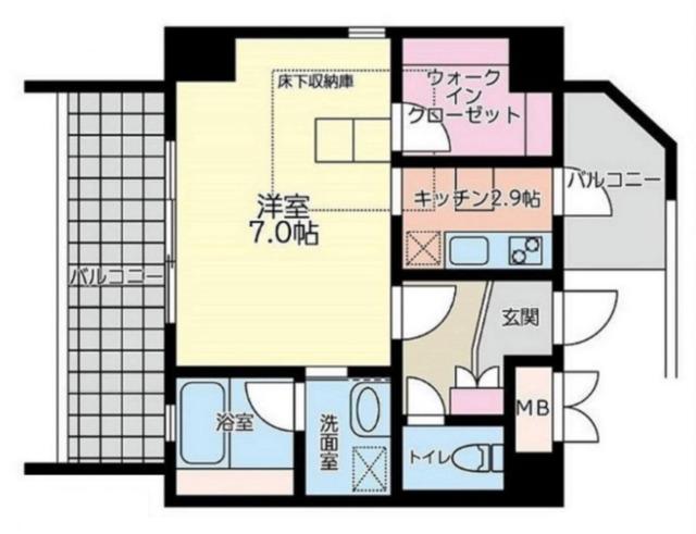 カトルセゾン(1K/4階)の間取り写真