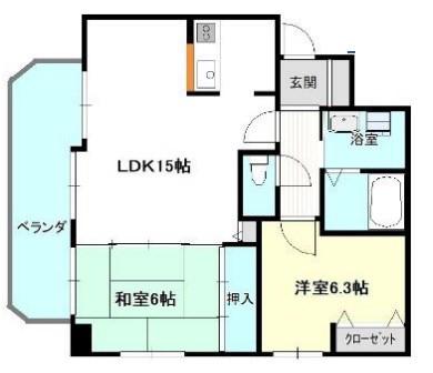 ラシャンス広畑(2LDK/7階)の間取り写真