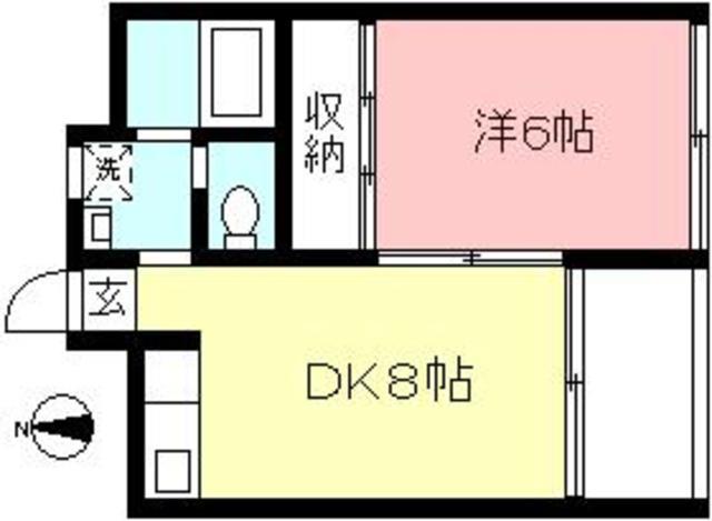 大和フラット(1DK/2階)の間取り写真
