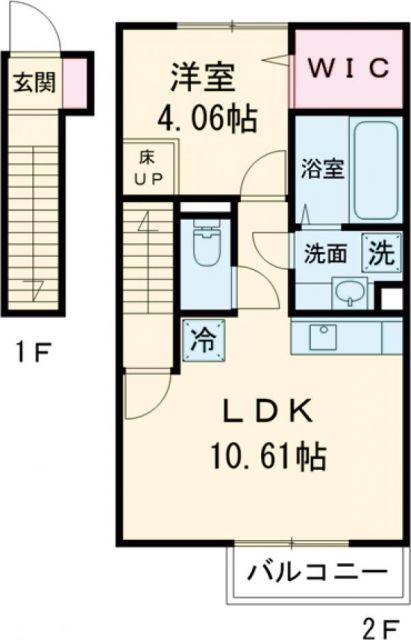 グランヴェールII(1LDK/2階)の間取り写真