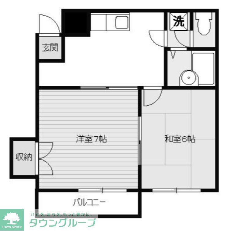 グランレッド1(2DK/4階)の間取り写真