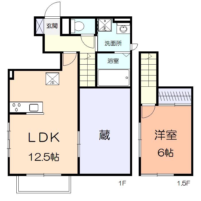 リヴィエール軽井沢A(1LDK/1階)の間取り写真