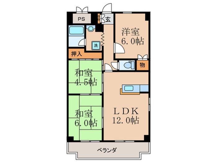 プルーリオン椥辻(3LDK/2階)の間取り写真