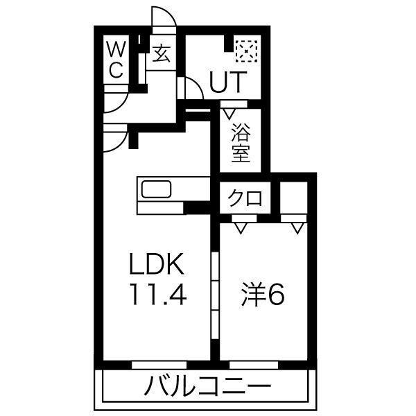 ピーノコンプリオ(1LDK/3階)の間取り写真