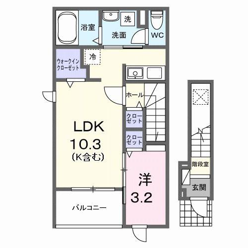 ルタン ラシック(1LDK/2階)の間取り写真