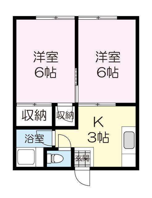 袖沢アパート(2K/2階)の間取り写真