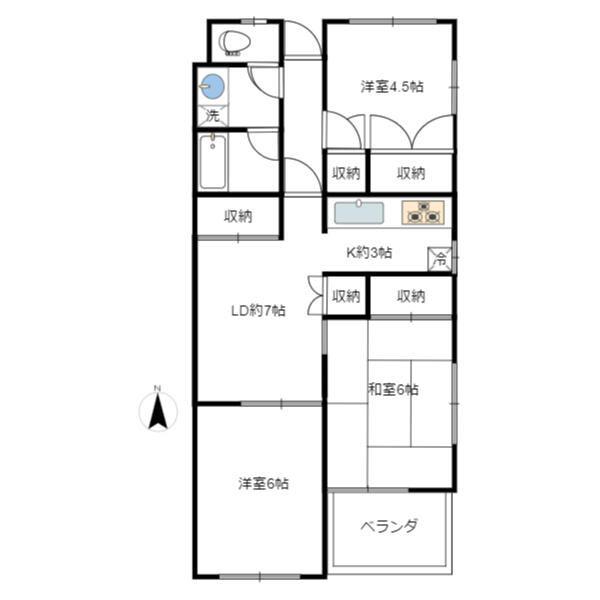 アーバン東町(3LDK/1階)の間取り写真