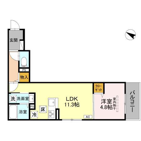 ディールーム大塚町(1LDK/2階)の間取り写真
