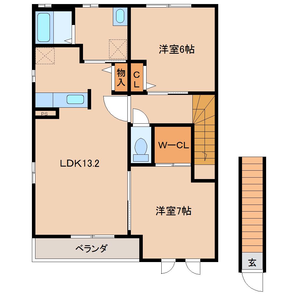 エスポワール ユイット(2LDK/2階)の間取り写真