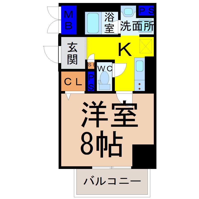 笹島アイサンメゾン(1K/4階)の間取り写真