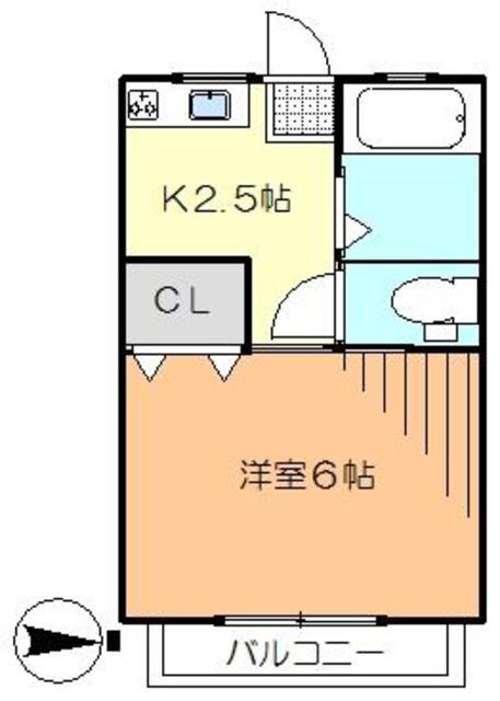 末広第3コーポ(1K/2階)の間取り写真