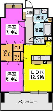 プロスペレー駅南(2LDK/9階)の間取り写真
