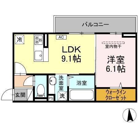 NEXUS D-ROOM笹部II(1LDK/2階)の間取り写真