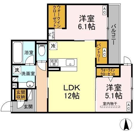 D-CRINUM川島田(2LDK/3階)の間取り写真