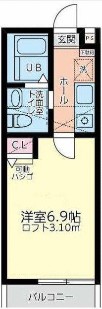 ラシャンス国分南(1K/1階)の間取り写真