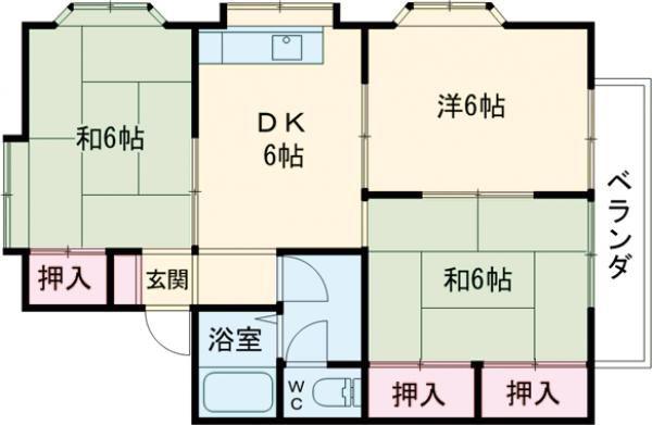 レジデンス松岡園A(3DK/2階)の間取り写真