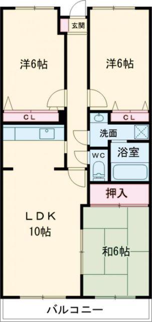 ドルフィン伏石(3LDK/1階)の間取り写真