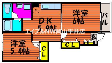 グレース岡崎(2DK/1階)の間取り写真