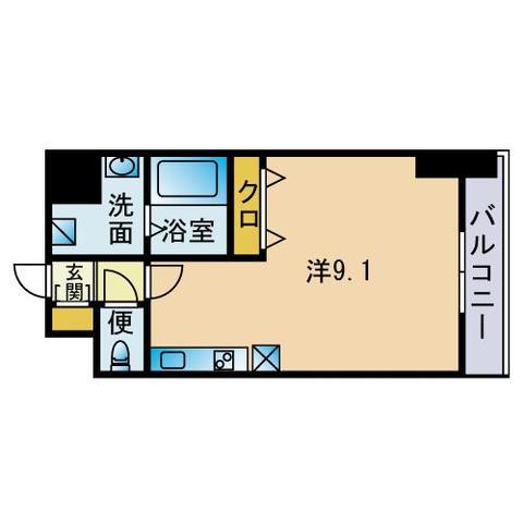 アーバンフラッツ天神東I(ワンルーム/12階)の間取り写真