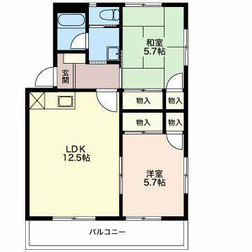 センターハイツとみつか(2LDK/2階)の間取り写真